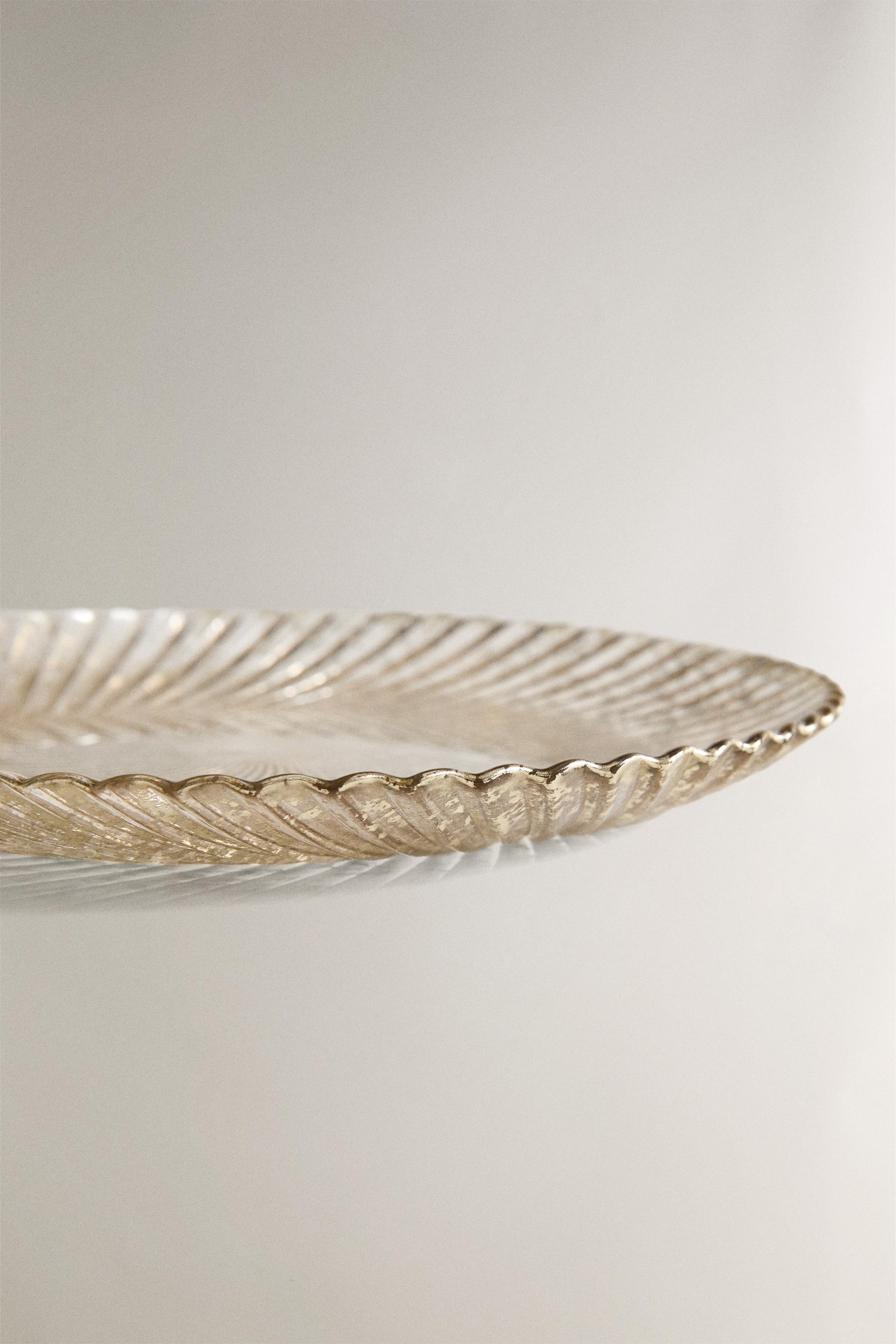 CHRISTMAS SHINY GLASS DESSERT PLATE